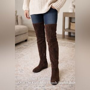 Sam Edelman Over The Knee Brown Suede Leather Boots OTK Tall Riding Boots